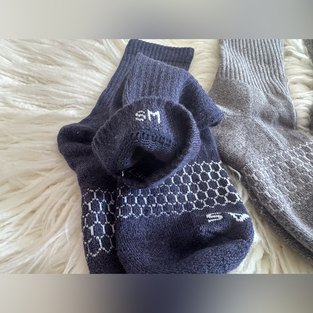 Women 4pk Bombas Sm Solids Gray/Navy Half-Calf Cushioned Sock Pack (Size 4-7.5) - Picture 3 of 9